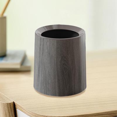 Trash Can with Wood Grain, Waste Basket, Room Aesthetically Stylish, Garbage Container Without Lid,