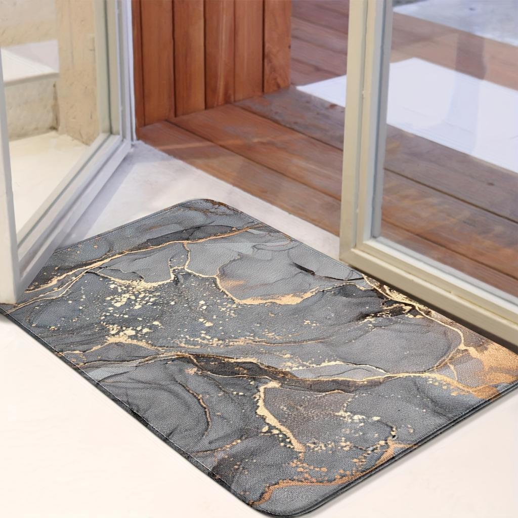 Luxury Marble Door Mat Gold Grey Abstract Area Rug Non-slip Floor Mat for Living Room Bedroom Entrance Home Decor Carpet