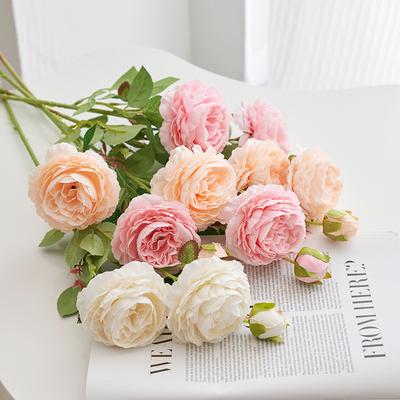Long-branch Finished Peony Artificial Flowers, Silk Flowers, Wedding Background Wall Flower Arrangement, Table Flowers