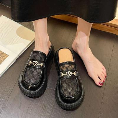 Baotou Half Slippers Women's 2025 Summer New Popular Versatile Fashion Outer Wear Popular Mueller Shoes Platform Women's Shoes
