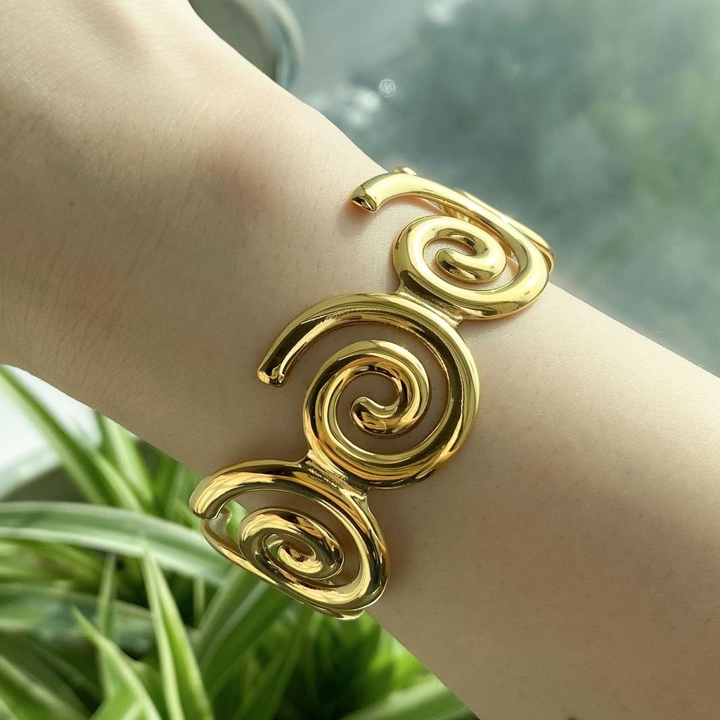 CARLIDANA Fashion Gold Plated Starfish Shell Stud Earrings Open Rings High Quality Stainless Steel Ocean Elements Jewelry Set