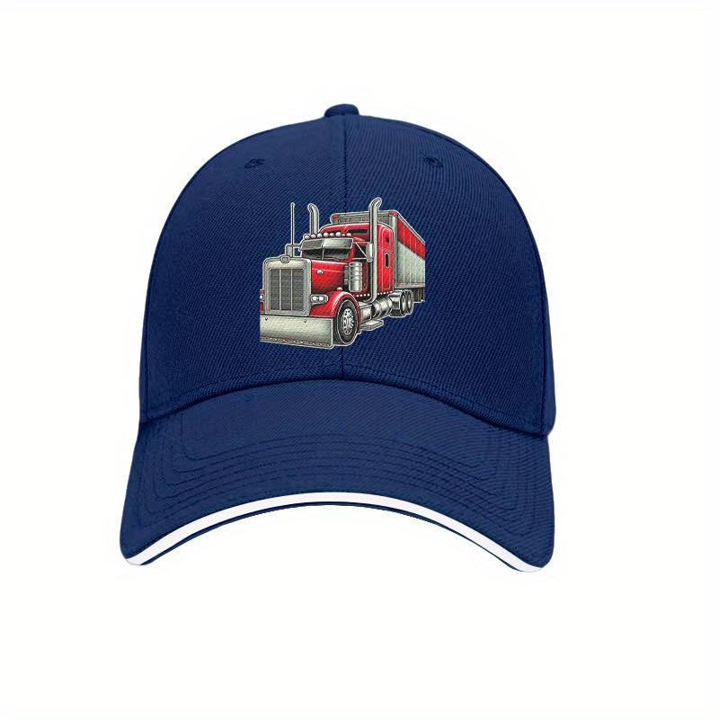 Rote Semi-Truck Grafik Baseballkappe Polyester Lässig Outdoor Unstrukturiert Hut Unisex Erwachsener LKW-Fahrer Geschenk