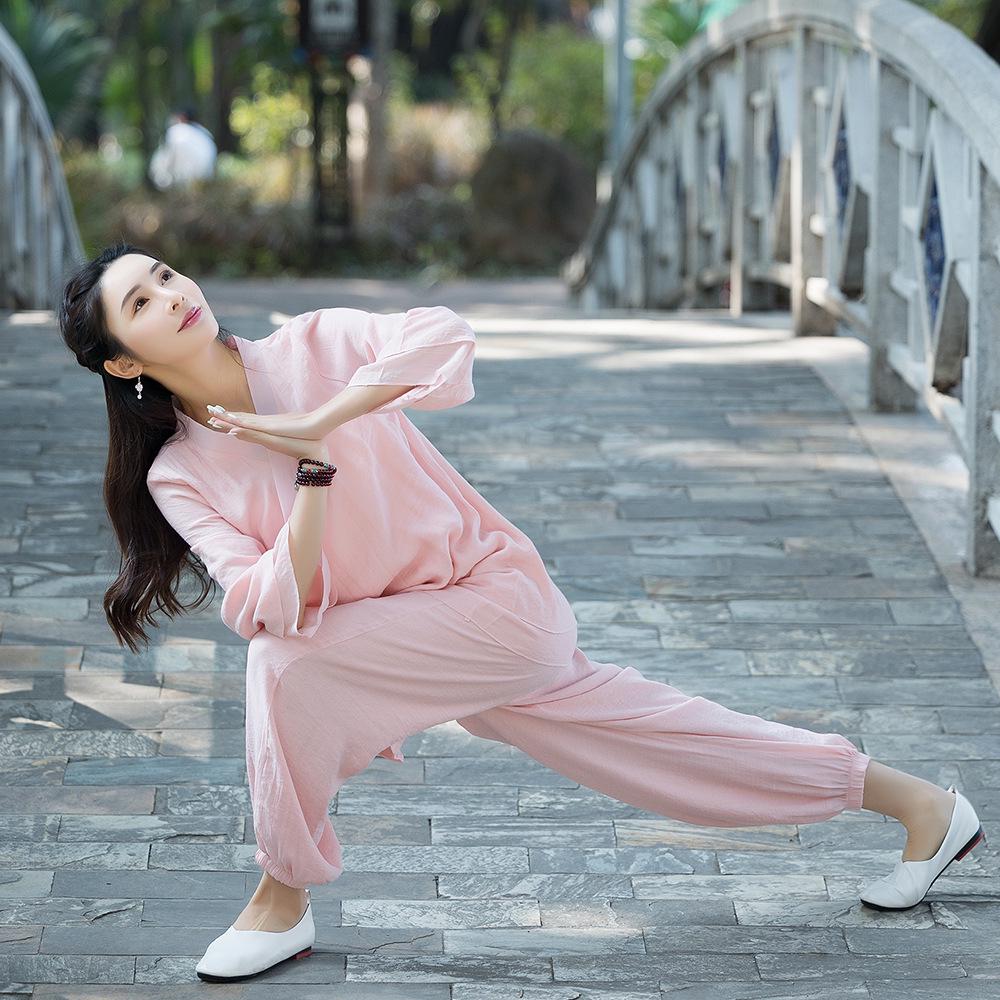 Women's Ethnic-Style Cotton Linen Zen Suit - Perfect for Tea Ceremony, Tai Chi, or Yoga