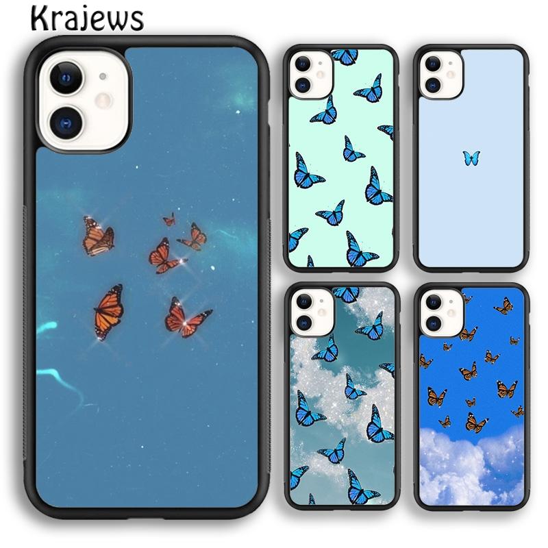 Luxury Blue Butterfly Butterflies Phone Case Cover For iPhone 17 Air 16 15 14 plus 12 13 pro max coque Fundas