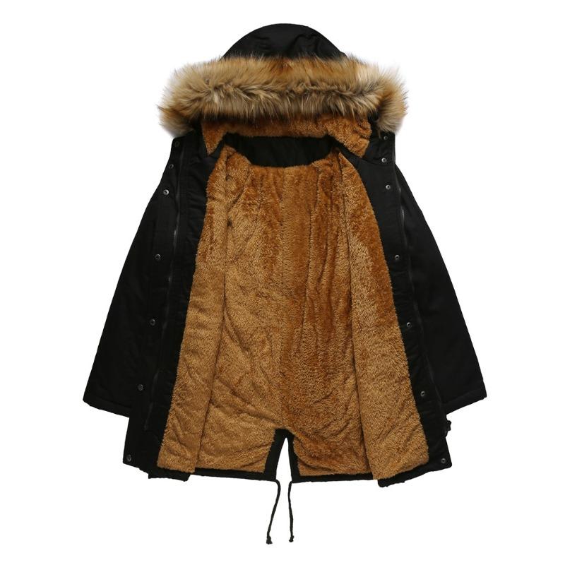 Women's Winter Plus Size Plus Velvet Hooded Fur Collar Winter Warm Cotton Jacket