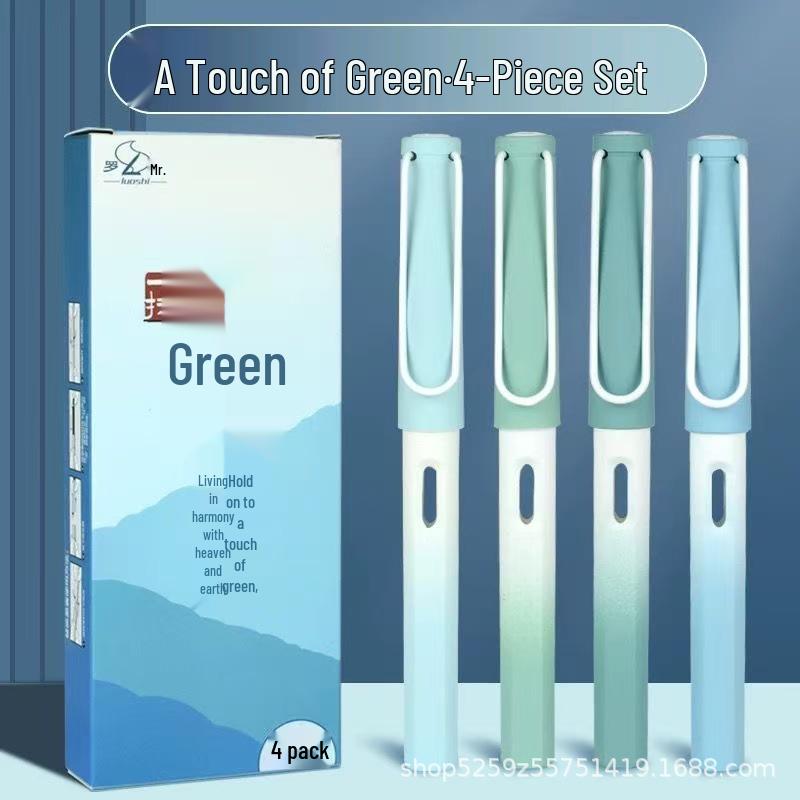 Roche Cyan Fountain Pen for Grades 3-6: Calligraphy Posture Correction with Fine Nib and Replaceable Ink Cartridge. 0.38mm Nib