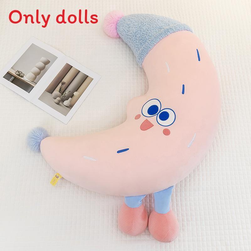 

Plush Moon Shaped Pillow With Soft Short Pile For Girls Bedroom Decor And Sleeping Comfort розовый