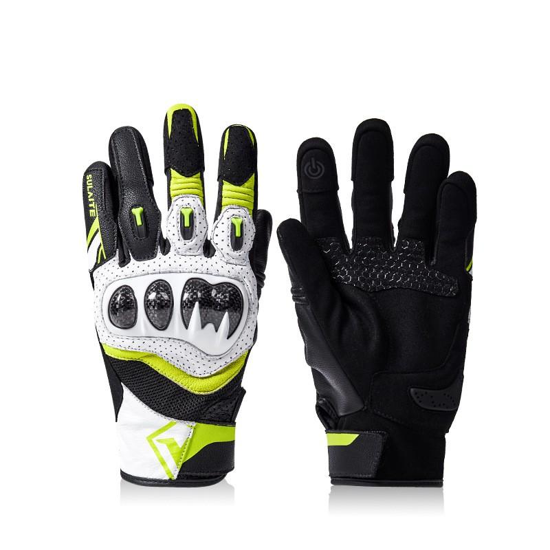 SULAITE G7 Motorcycle Riding Gloves 3K Carbon Fiber Impact Resistant Full Finger Half Touchscreen Compatible