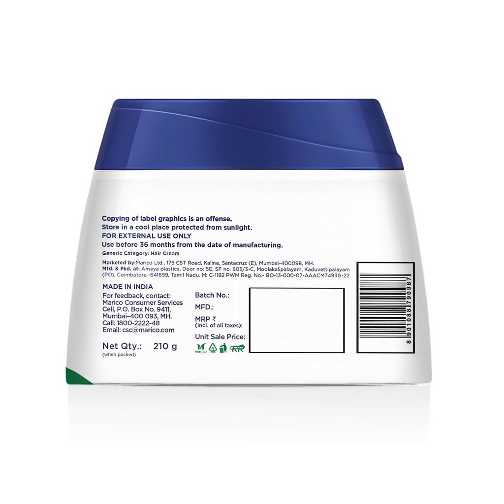PARACHUTE Hair Cream With Coconut & Aloe Vera 210ml | 2X Smoother Softer Shine | Non-Sticky Leave-In & Pre-Wash Nourishing Cream