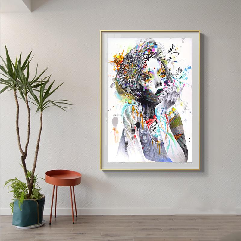 Artă de încredere Fată sexy Postere abstracte fluture floare pene stil nordic pânză pictură acasă perete pentru sufragerie fără cadru