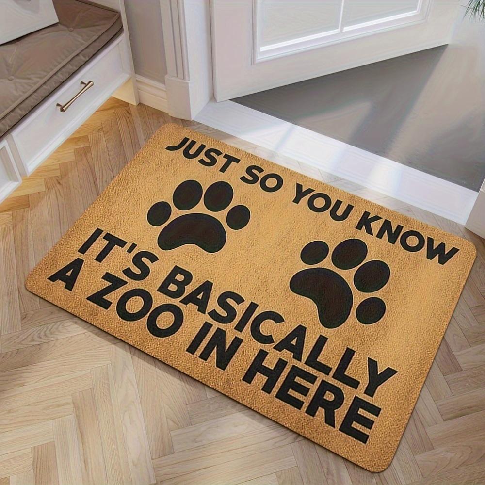 

This is Basically a Zoo Welcome Mat - Funny Non-Slip Flannel Doormat with Cat Paws, Washable Rug for Entryway Bedroom Farm 40x60cm