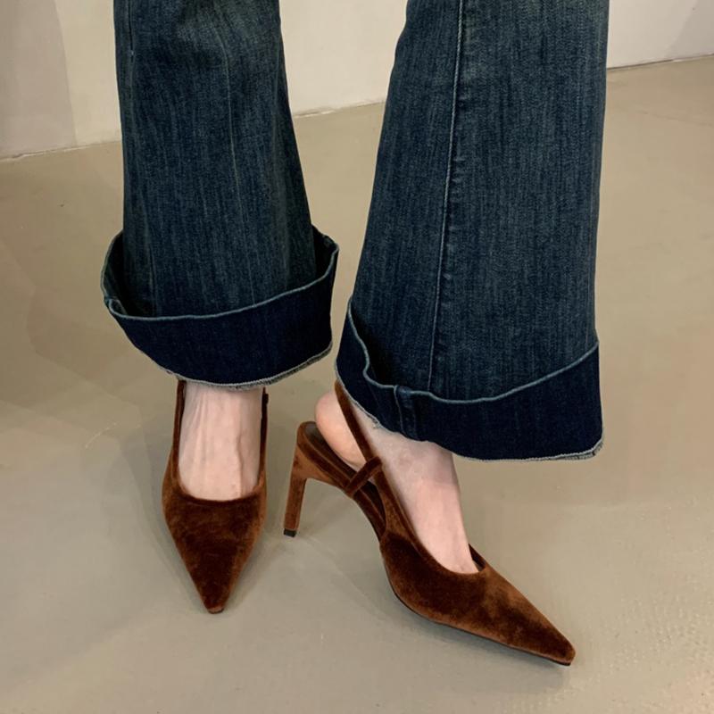 Fashion SUOJIALUN 2025 New Brand Women Sandal Shoes Thin High Heel Ladies Elegant Slingback Shoes Pointed Toe Slip On Dress Mules Pumps