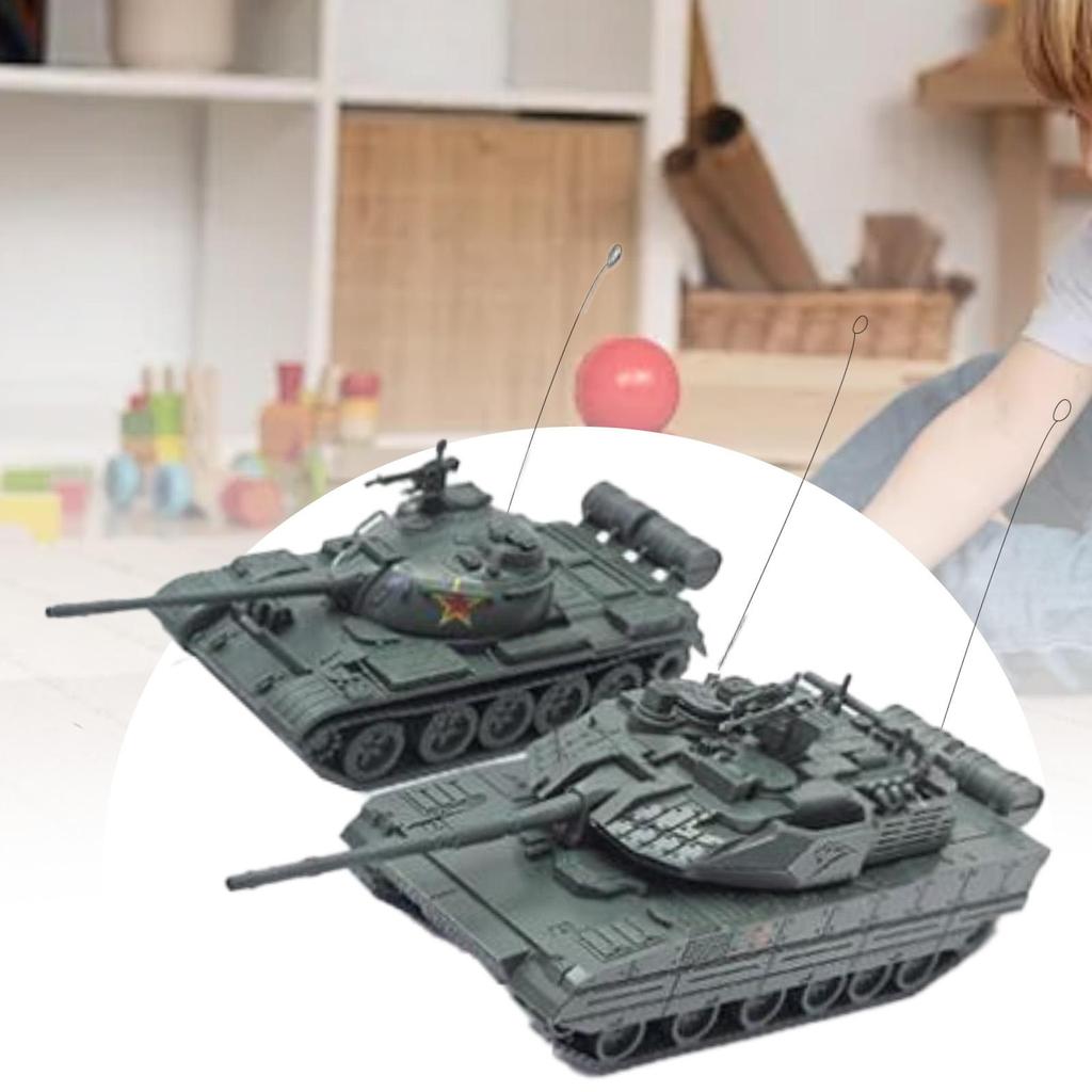 2 Pieces 1/72 4D Assembly Model DIY Assemble Building Miniature Tanks Light Tank Toy