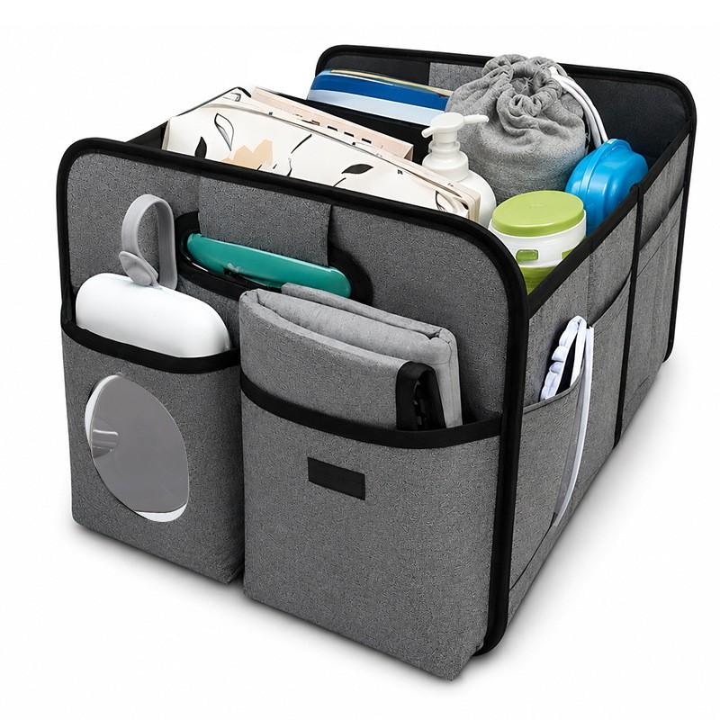 Foldable Car Storage Organizer Box Backseat Trunk Multi-Use Cargo Bin With Handle Waterproof Oxford Fabric