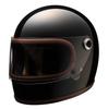 RIDEZ NIKITOR Retro-One Full-Face Helmet, Gloss Black, Size M (57-58cm), with Standard Clear Shield, Neo-Classic Design