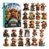 Acrylic Holiday Tree Decorations 2026 Highland Cow Advent Calendar, 2D Flat Festive Collectible Pendants Ornaments, 24 Days Christmas Countdown