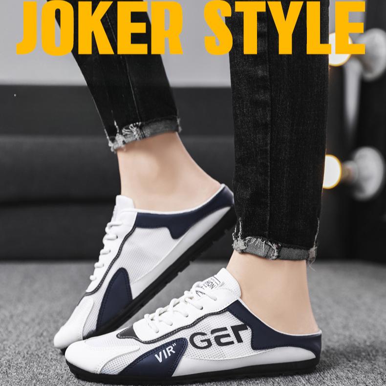 Pánské pantofle Trend Boty pro muže Letní prodyšné ležérní boty Vulkanizované ploché boty Pánské tenisky Poloviční nazouvací boty