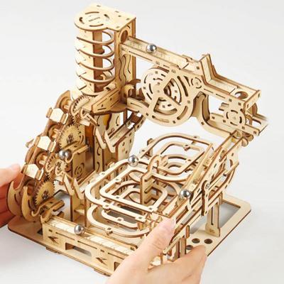 1 Σετ Κιτ Marble Run 3D Ξύλινο Σπειροειδές Παζλ Δρόμου με Σανίδες Ηλεκτρικός Καταπέλτης Συσκευή Τροχιάς Μηχανικό Μοντέλο Συναρμολόγησης Δώρο Για Παιδιά
