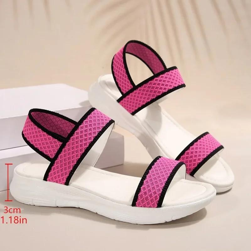 

Модная женская обувь 2024 года, модные женские сандалии с эластичной резинкой, горячая распродажа, повседневные сандалии разных цветов, женские новые сандалии на плоской подошве больших размеров 36 красный