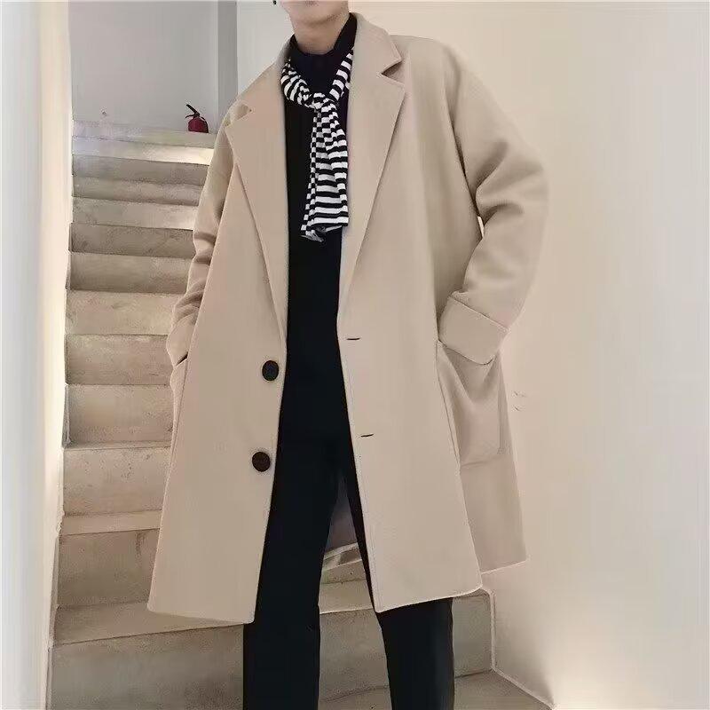 New Spring Fashion: Men's Casual Mid-Length Single-Breasted Trench Coat
