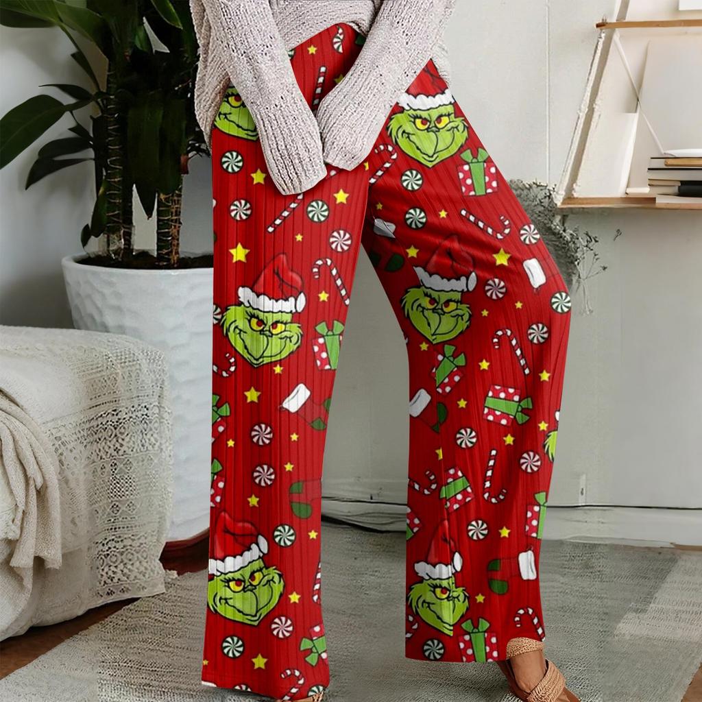 Pajama Pants, Sleepwear, Casual Drawstring Elastic Waist Pants, Comfortable Straight-leg Loose Pants