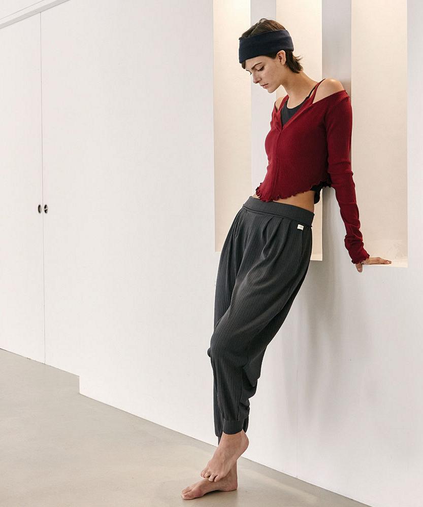 Debiweeo Drift Ribbed Harem Pants Devi-B0078-Charcoal