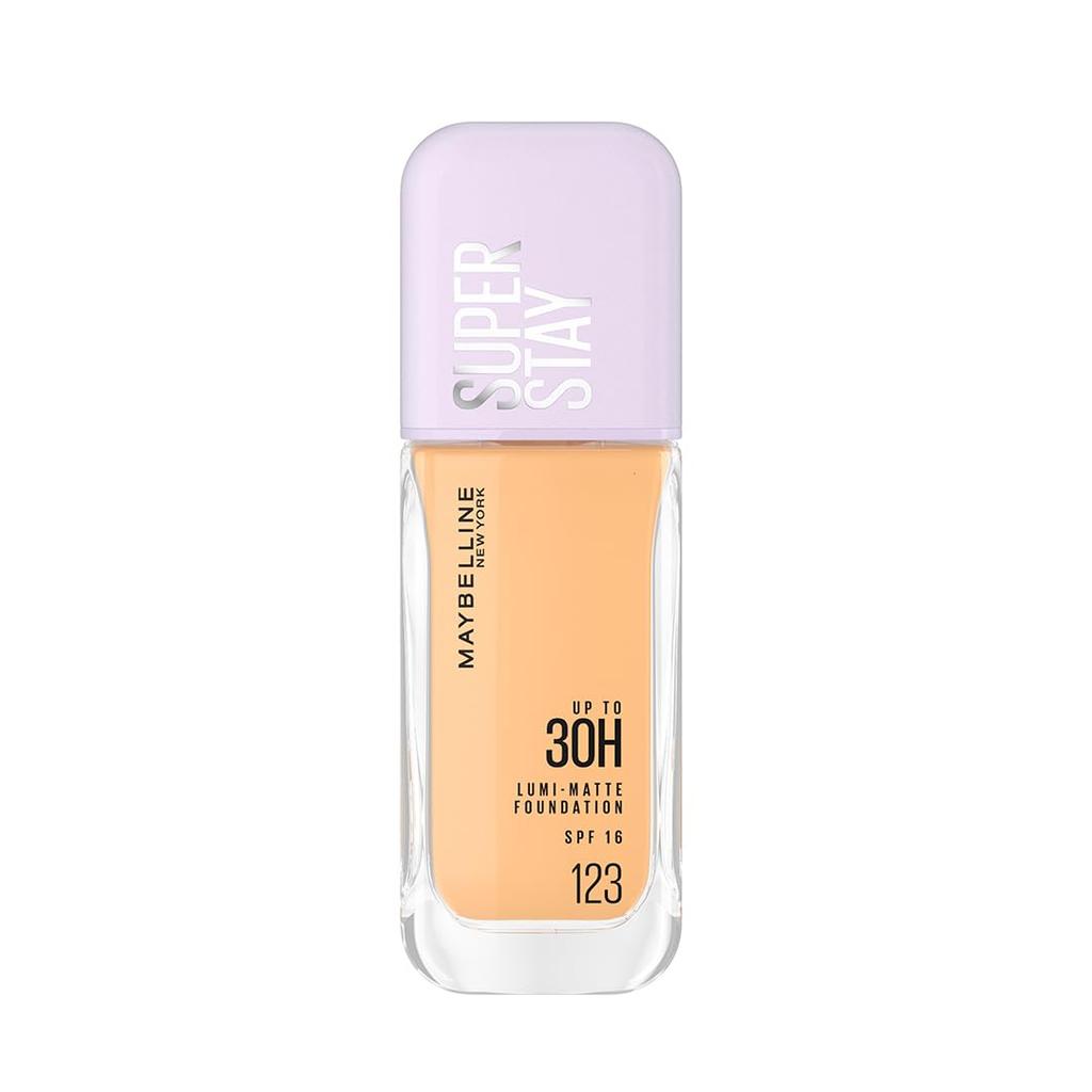 Maybelline New York Super Stay Lumi Matte Liquid Foundation 123 30H Wear Lightweight Full Coverage Transfer Proof Makeup 35ml