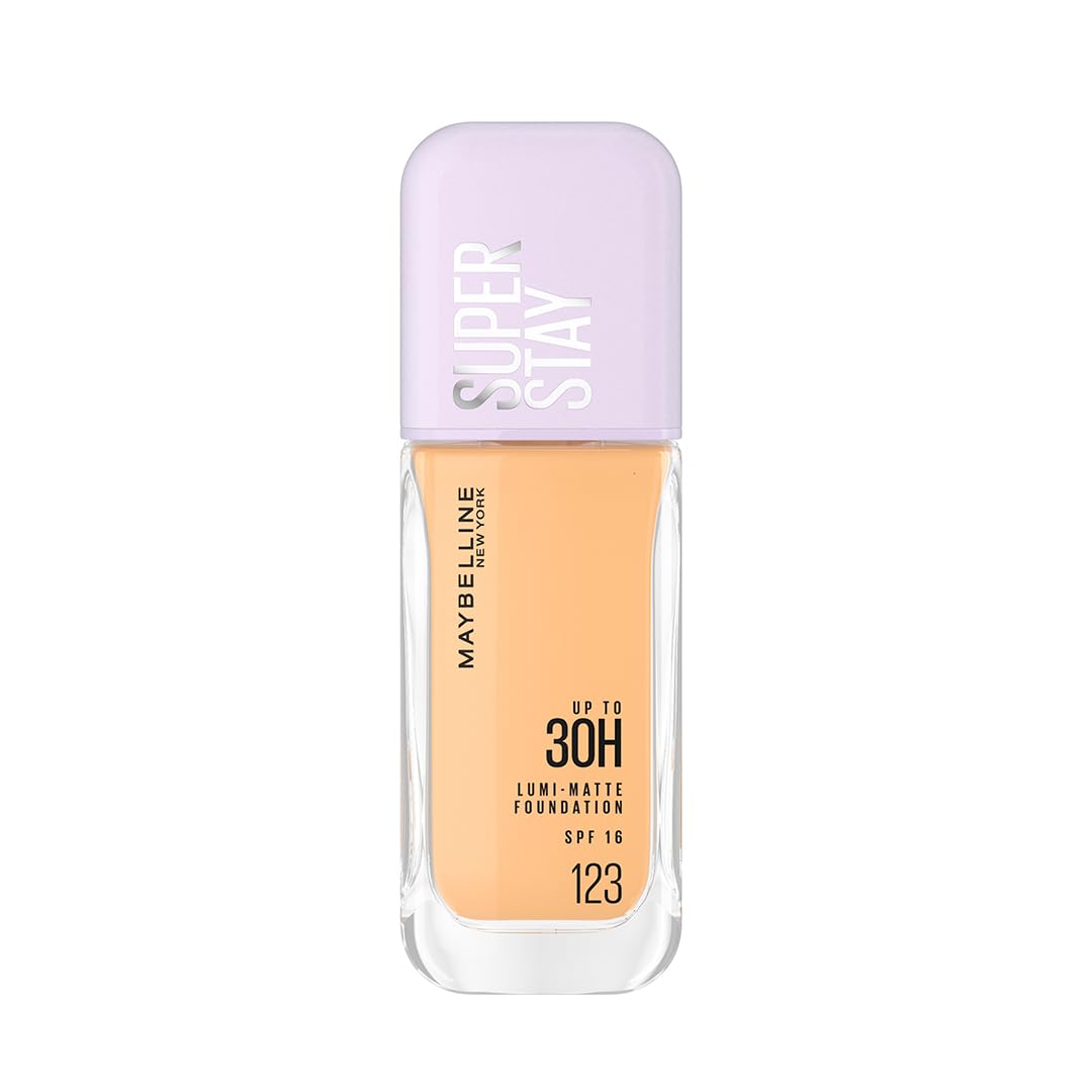 

Maybelline New York Super Stay Lumi Matte Liquid Foundation 123 30H Wear Lightweight Full Coverage Transfer Proof Makeup 35ml