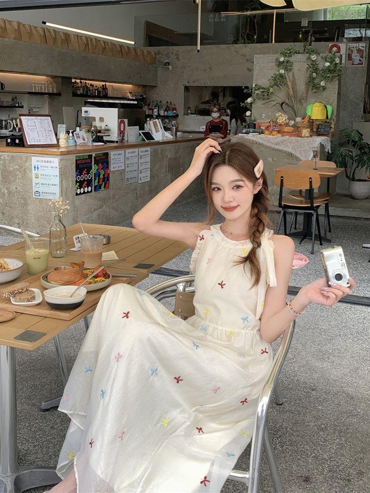 No Brand Butterfly Tie Dress With Polyester Fabric Summer College Style For Women