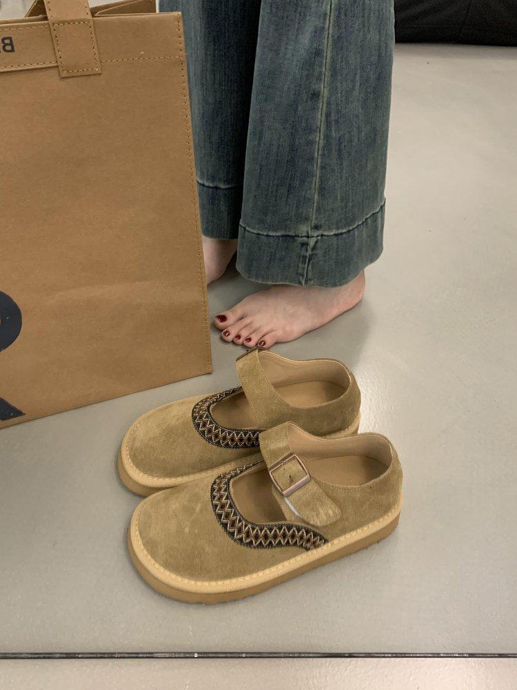 Vintage Fashionable and Comfortable Female Moriatic Literary Single Shoes Thick Bottom Ugly Cute Mary Jane Bean Lady Shoes