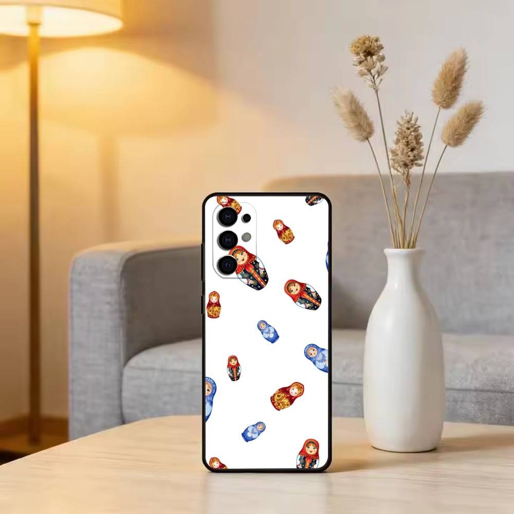 Adorable Russian Folk Art Doll Phone Case For Samsung S25,S24,S21,S22,S23,S30,Ultra,S20,Plus,Fe,Soft Silicone Black Cover