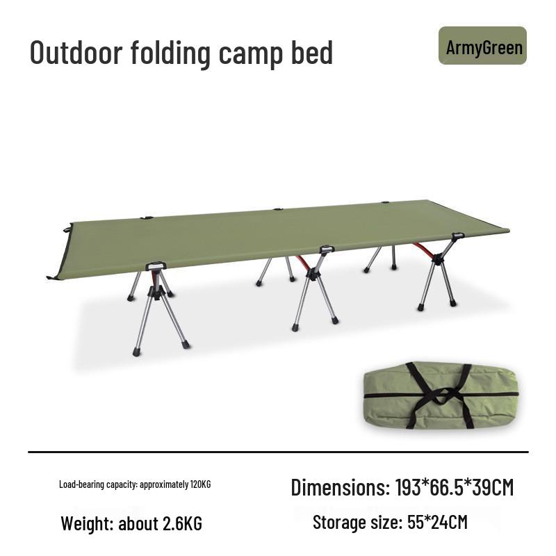 Ultra-Light Aluminum Folding Camp Bed for Camping, Office Naps, and Self-Driving Adventures
