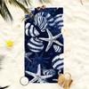 1pc Navy Blue Ocean Starfish Shell Beach Towel, Quick Dry & Portable. Ideal for Swimming, Camping, Travel and Bath