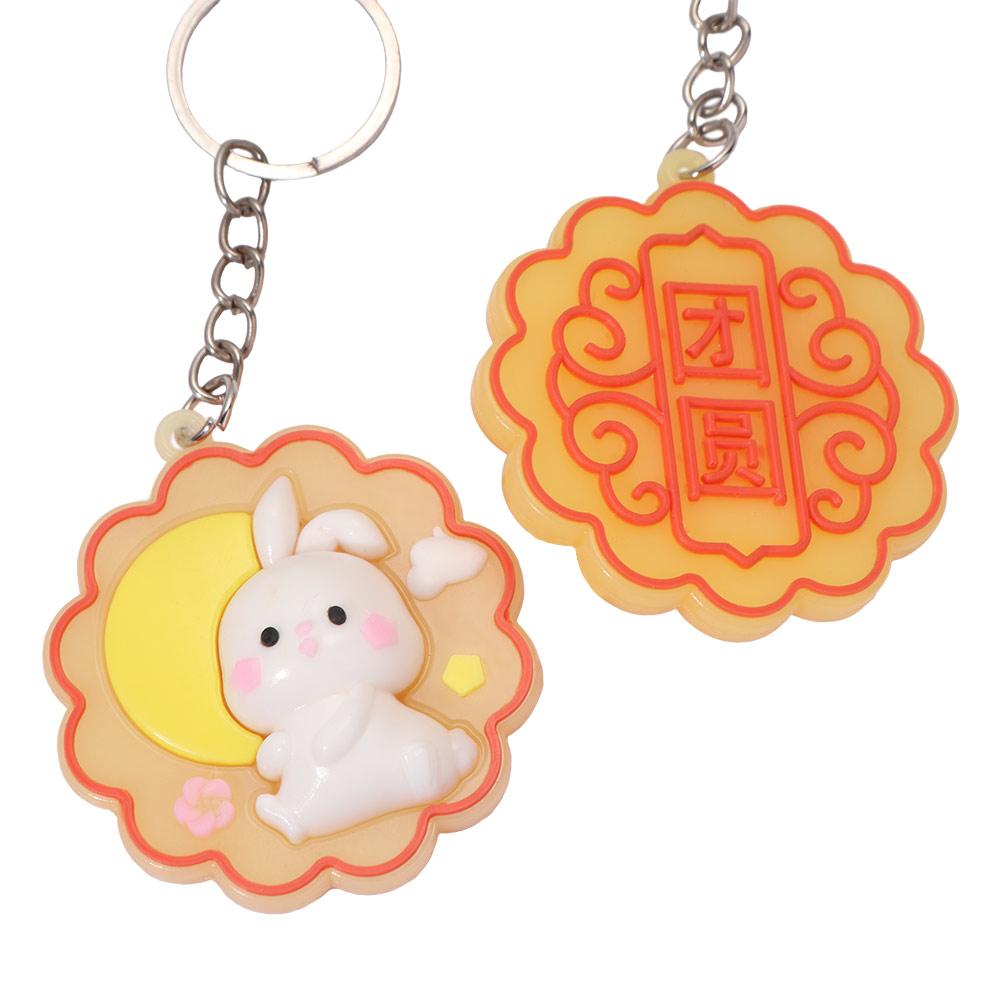 Creative Mooncake Little Rabbit Keychain 3D Cute Rabbit Keychain Daily Use