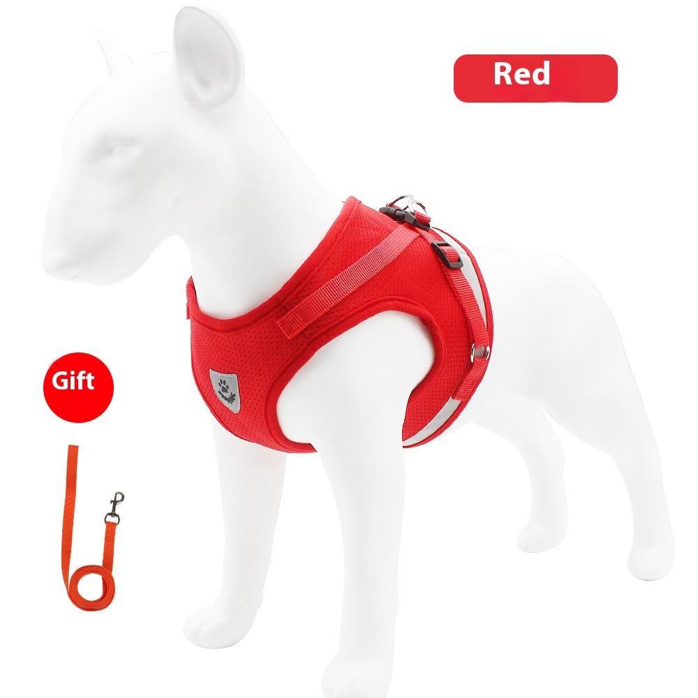 

Breathable Reflective Dog Vest Harness for Small Dogs - Adjustable Comfortable No-Pull Pet Leash Outdoor Walking Accessory S красный