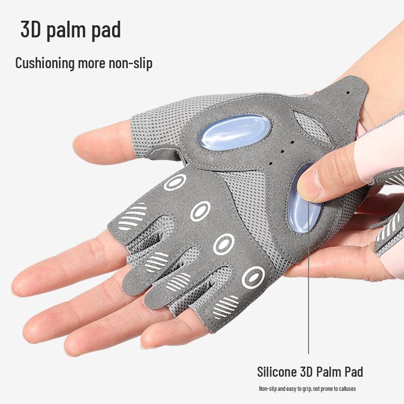 Women's Half Finger Anti-Slip Fitness Gloves for Training, Cycling, Yoga, and Jump Rope - Breathable and Anti-Callus Design.