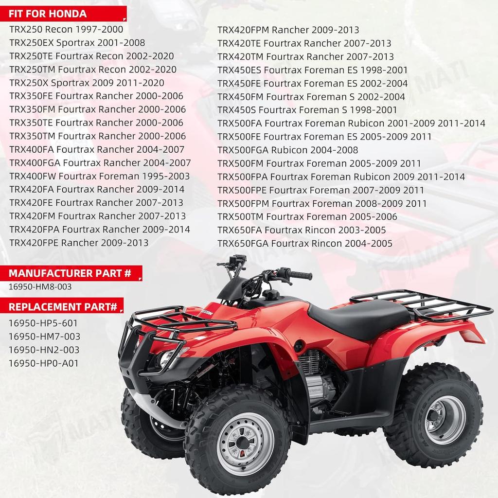 M MATI Fuel Cock Petcock with Lever Assy for Honda TRX250 TRX350 TRX400 TRX420 TRX450 TRX500 TRX650 16950-HM8-003, Gas Valve Switch Part