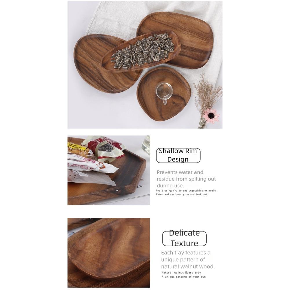 Artistic Dinnerware Handmade Walnut Tray Dining Table Decor Asymmetrical Shape Design Comfortable Tactile Feel