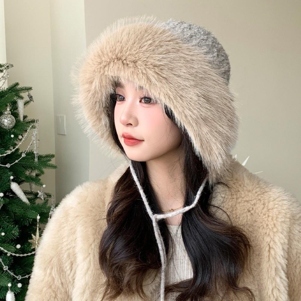Warm Winter Plush Hat Thickened Ear Protection Hat Trendy Knit Hat  for Women