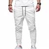 Mens Loose Casual Linen Striped Jogger Pants Straight Leg Commuter Trousers