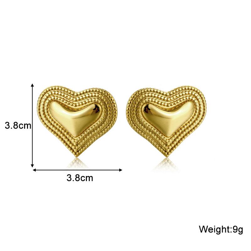 Gold Color Metal Heart Stud Earrings for Women Three-layers Uneven Side Love Heart Female Earrings Punk Cool Ear Jewelry