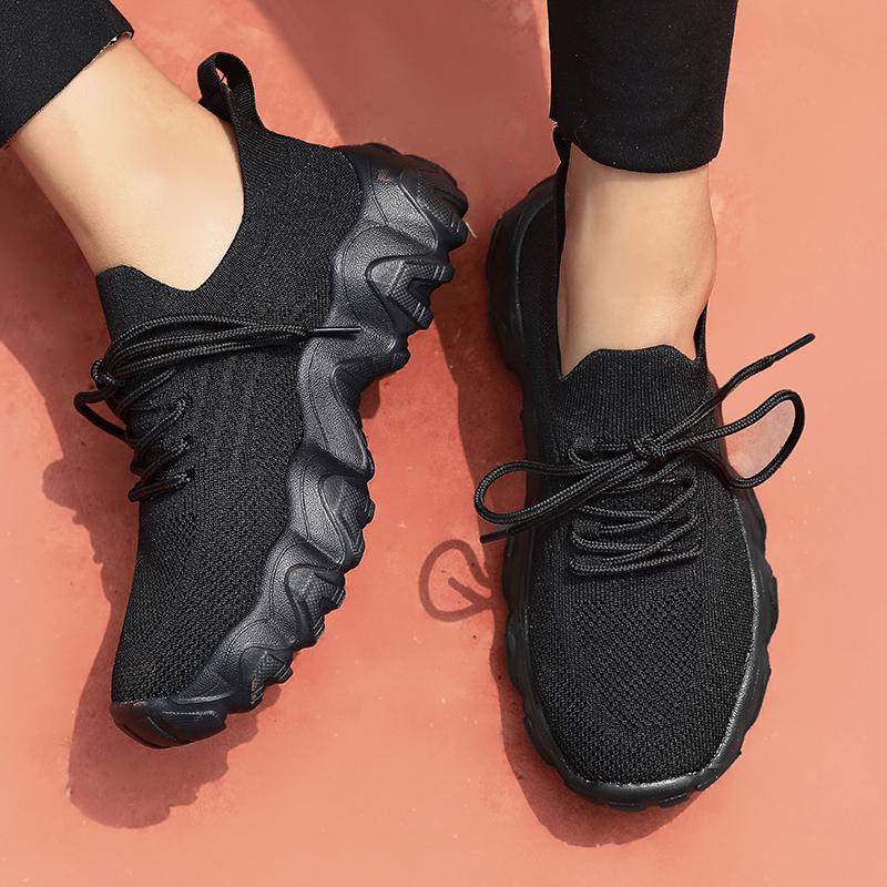Modne Damskie Sneakersy Siateczkowe Oddychające Platforma Wszechstronne Do Biegania Lekkie Sznurowane Treningowe Letnie Casualowe Wulkanizowane Buty