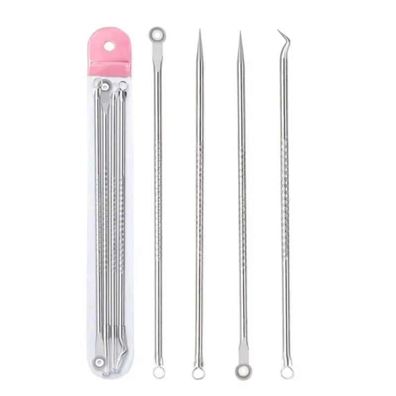 4pc/set Acne Blemish Remover Blackhead Extractor Ultra-fine Beauty Face Pore Cleaner Needles Set Acne Needle Facial Cleaner Skin