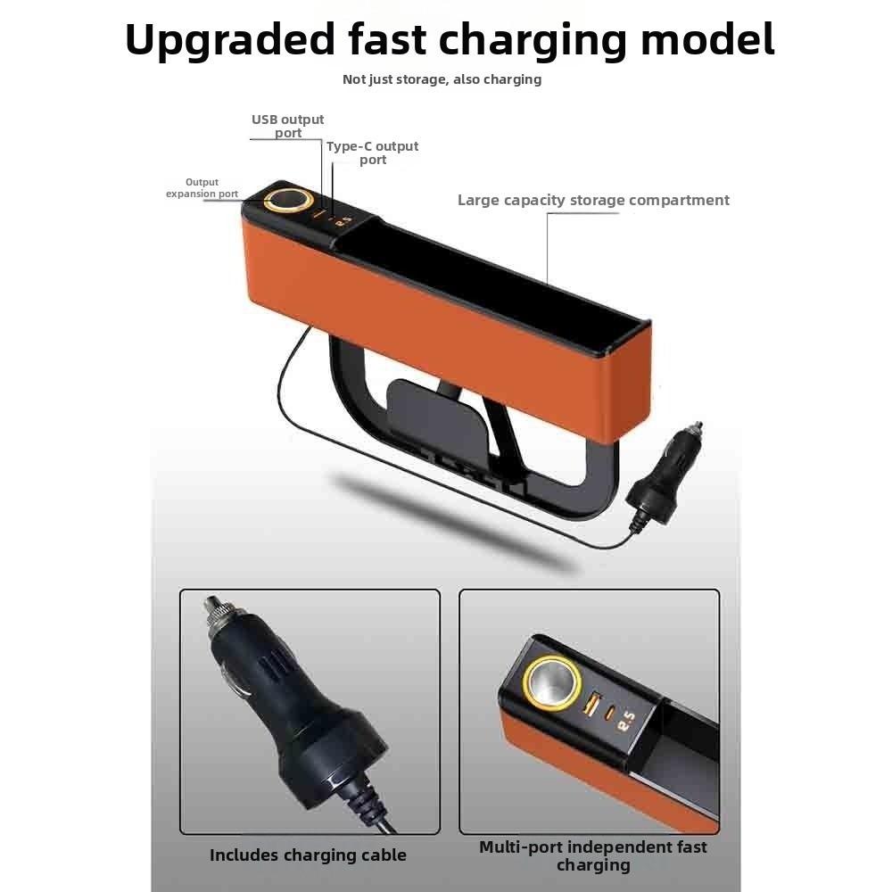 Multi-Functional Car Seat Gap Storage Box Fast-Charging Seat Gap Filler  Car Interior