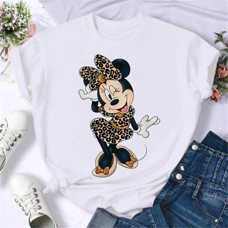 Kawaii Disney Cartoon Minnie Printed T Shirt Women Fashion Mickey Mouse White Oversized T Shirt Female Clothes Ladies T-shirts