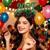 Bentiță Anul Nou 2027 Accesoriu de Păr Festiv pentru Petreceri de Crăciun cu Detaliu Cifra Strălucitoare și Ornamente cu Stele Mici