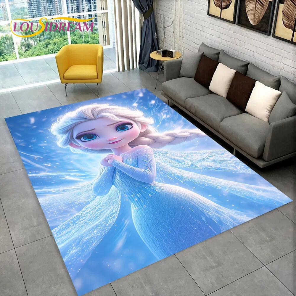 Frozen Elsa Princess Snow Queen Cartoon Carpet Rug for Home Living Room Bedroom Sofa Doormat Decor,Kid Non-slip Floor Mat