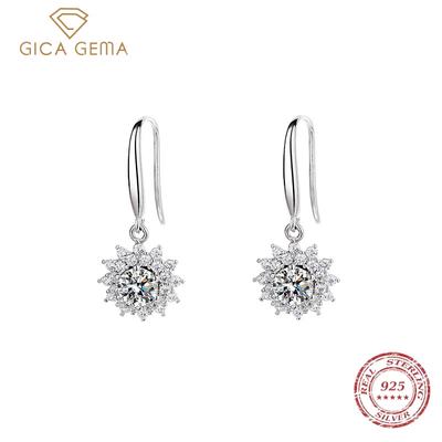 Sterling Silber S925 Sonnenblumen Zirkon Ohr Haken Mikro-besetzt Mit Diamant Zirkon Ohrringe Sonnenblumen Flash Hochzeit Schmuck