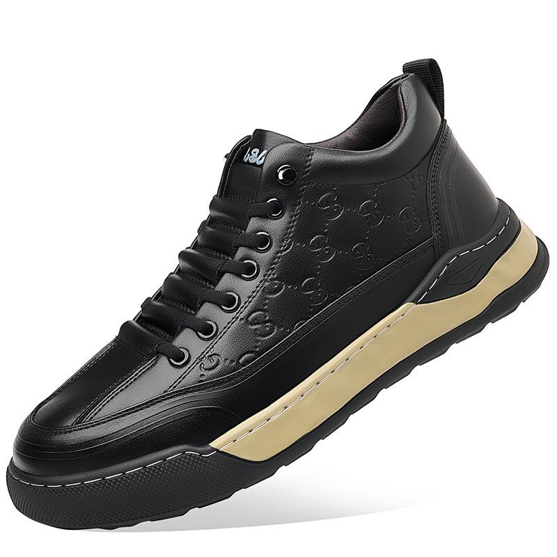 

2025 autumn new men s casual overfoot leather shoes sports trend board shoes men s one-pedal men s shoes 38 чёрный