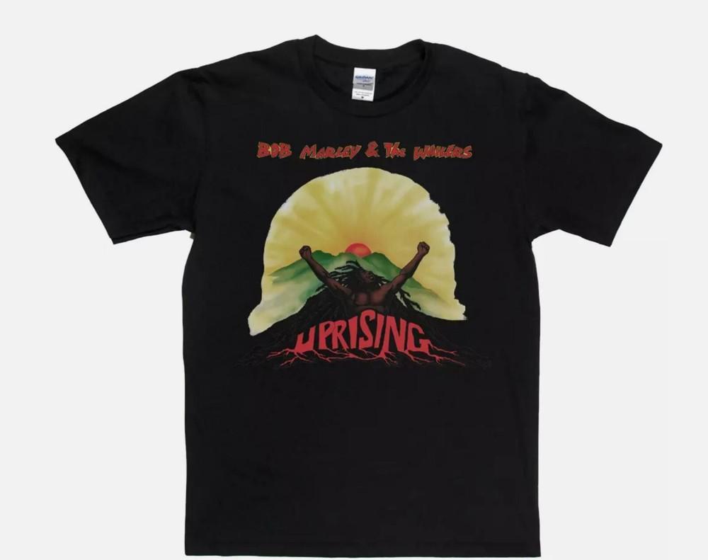 Bob Marley Uprising T-Shirt All Size S-5XL Unisex T-Shirt XXL 1990₽